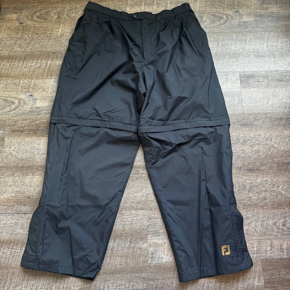 FootJoy DryJoys Golf Rain Pants XXL Regular Black Convertible Zip Off Waterproof
